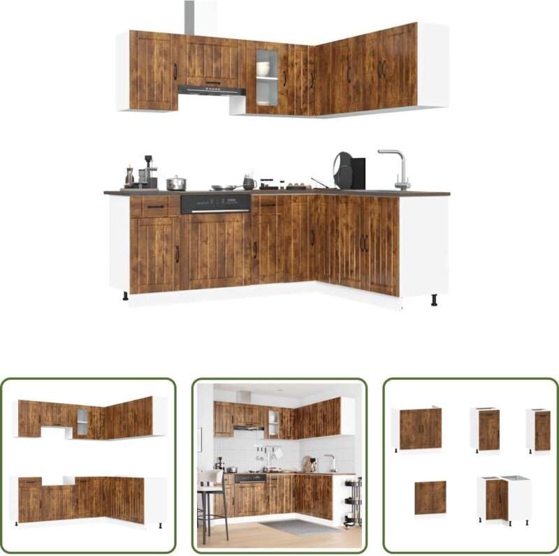 Küchenschränke - 11-tlg. Küchenschrank-Set Lucca Räuchereiche Holzwerkstoff