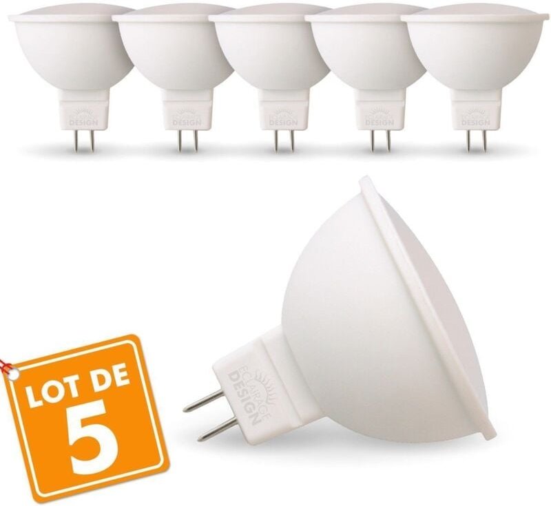 Satz von 5 LED-Lampen GU5.3 MR16 5W Eq 40W Farbtemperatur: Warmweiß 2700K
