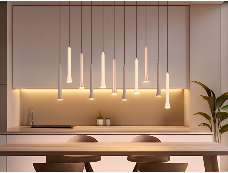 Trio Leuchten - Moderne led Pendelleuchte fiato dimmbar 11-flammig mehrfarbig, Breite 115cm