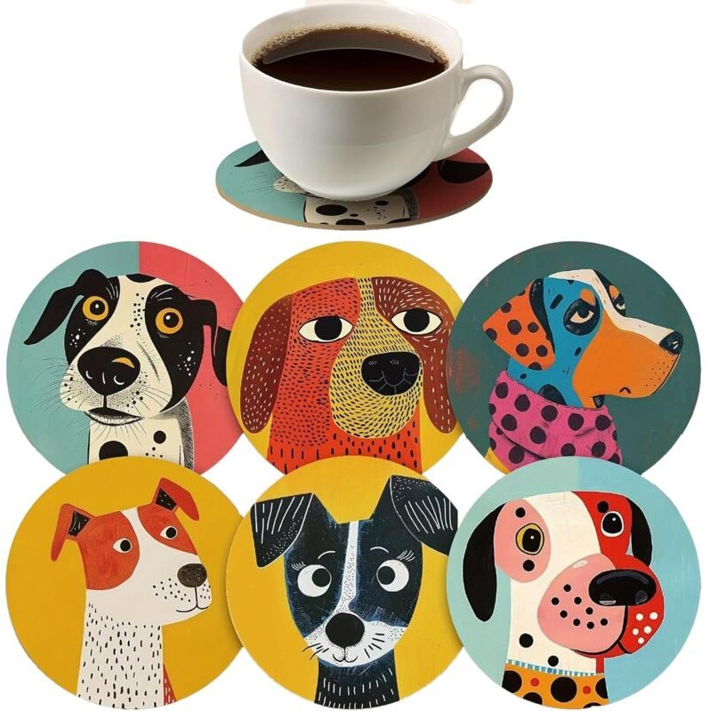 Set aus hölzernen Untersetzern (6-teilig) - Handgefertigte Getränkeuntersetzer, verdickt und hitzebeständig, geeignet fü...