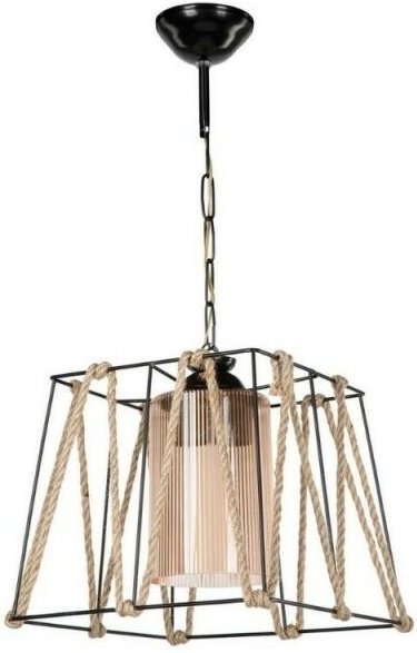 Hängeleuchter aus schwarzem Metall und Seil 25x h55 cm