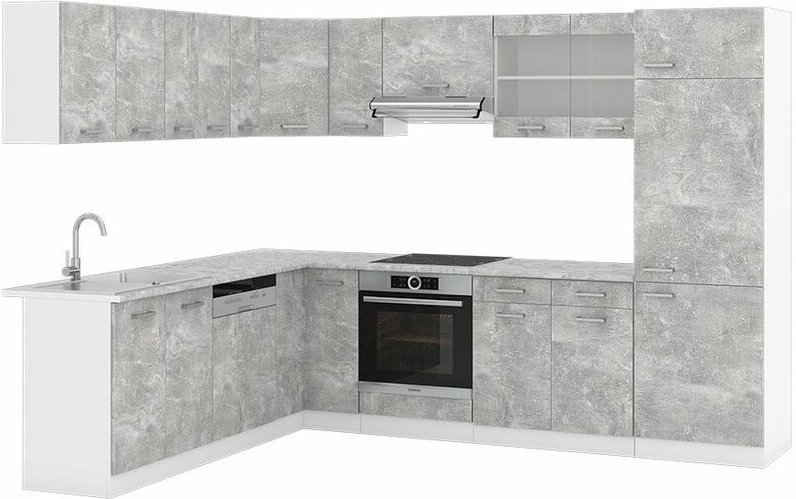 Thumbnail - Vicco - Eckküche R-Line, Beton, 227 x 287 cm ohne Arbeitsplatte