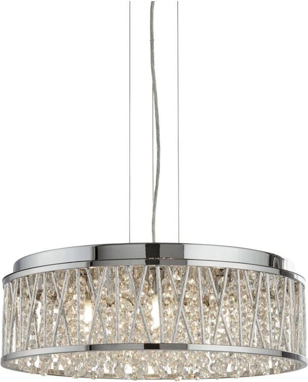 Elise - 7 Licht Deckenanhänger Chrom mit Glaskristallen, G9 - Searchlight