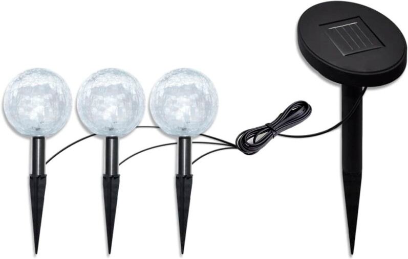 Solarkugel 3 led Gartenleuchten mit Erdspießen & Solarmodul Vidaxl
