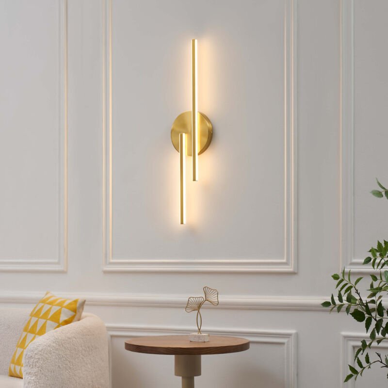 Messing Wandleuchte mit klaren Linien 80 cm - Pia