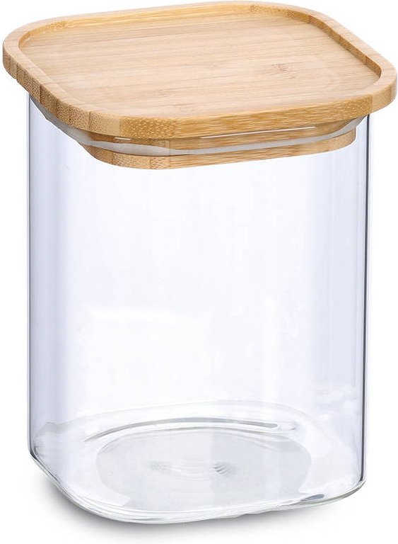 Zeller - Glasbehälter mit Bambusdeckel, 900 ml, 11 x 11 x 13,6 cm