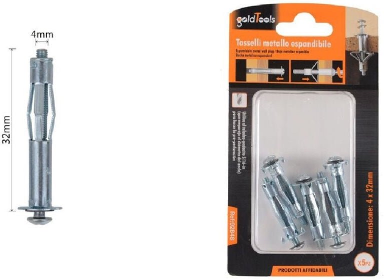 Trade Shop Traesio - Trade Shop - Satz mit 5 erweiterbaren Metalldübeln, Erweiterungsschrauben, Stil i, 4 x 32 mm, 92848...