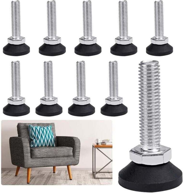 10 Stück M1040mm Möbelnivellierschrauben, verstellbare Nivellierfüße aus verzinktem Stahl für Schränke, Kommoden und Tis...