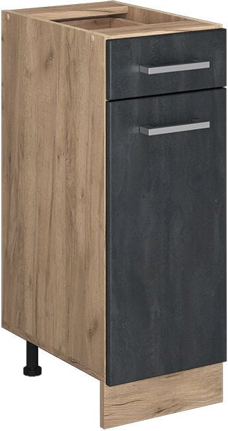 Vicco - Küchenunterschrank R-Line, Schwarz Beton, 30 cm ohne Arbeitsplatte