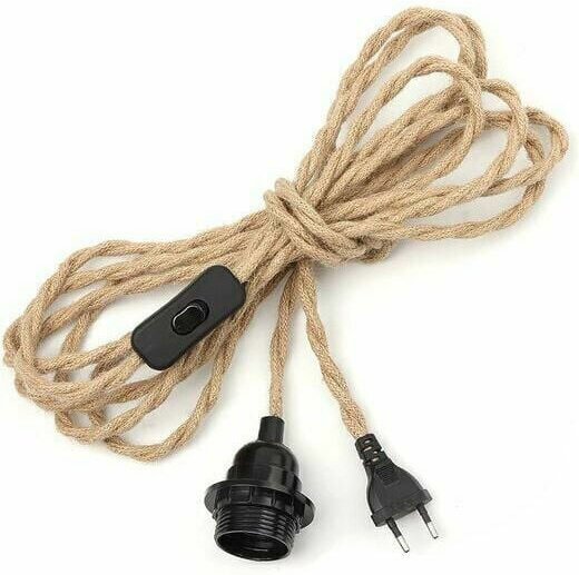 Vtizikl Lustre Corde de Chanvre Câble 3m, Douille E27 Interrupteur avec Fil Cable Ampoule, Pour DIY Lampe Suspension Lum...