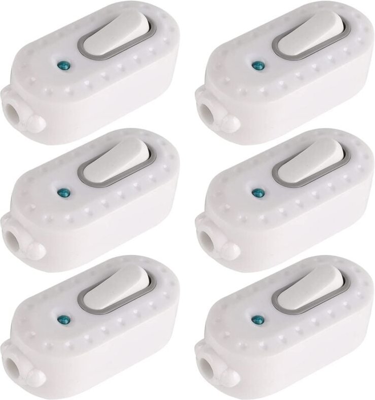 Zweipoliger Schalter, 6 Stück, 6 A, kompakter Ein/Aus-Wippschalter aus Kunststoff, LED-Wippschalter, Inline-Schalter, Ka...