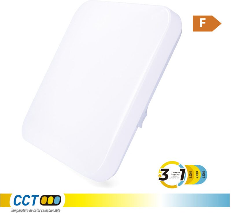 Oberflächen-LED-Quadrat-Applikation, extra-flach, 12 W, 3 Farbtemperaturen, 1160 Lm, 28,5 x 28,5 x 6 cm