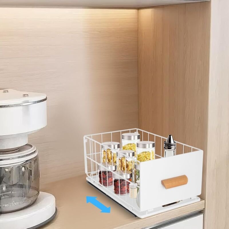 Teleskopschublade, Schiebeschrank Korb Ausziehbare Schublade Küchenschrank Aufbewahrungsregale Benutzerfreundliches Desi...