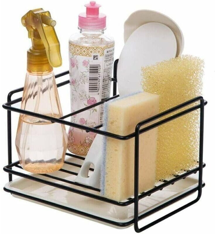 Porte-éponge Rangement pour évier de cuisine Fer Porte-éponge Panier Porte-ustensiles Chiffon et brosse de nettoyage Por...