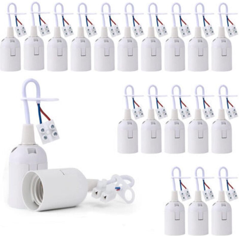 Lablanc - 20 Stück E27 Lampenfassung Lampenfassung mit Phasenprüfer, Lichtsockel Pendelfassung Baustellen-Renovierungsfa...
