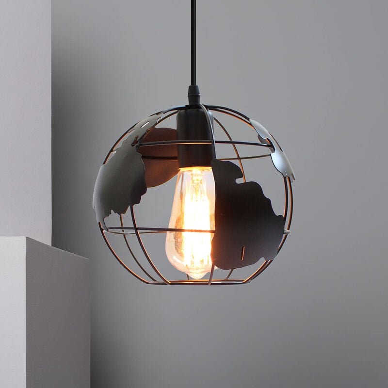 Pendelleuchte Vintage, Stil-Industri Hängeleuchten im Ø20 cm Globus Design, Decken Lampe Kugel E27 für Wohnzimmer Esszim...