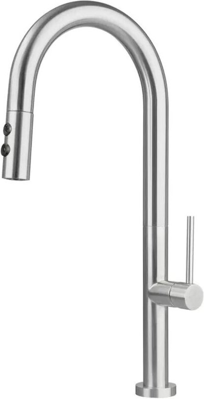 Küchenspüle mit Mischbatterie aus gebürstetem Edelstahl, herausziehbare Dusche mit zwei Sprühdüsen Deante olfato BQOF72M...