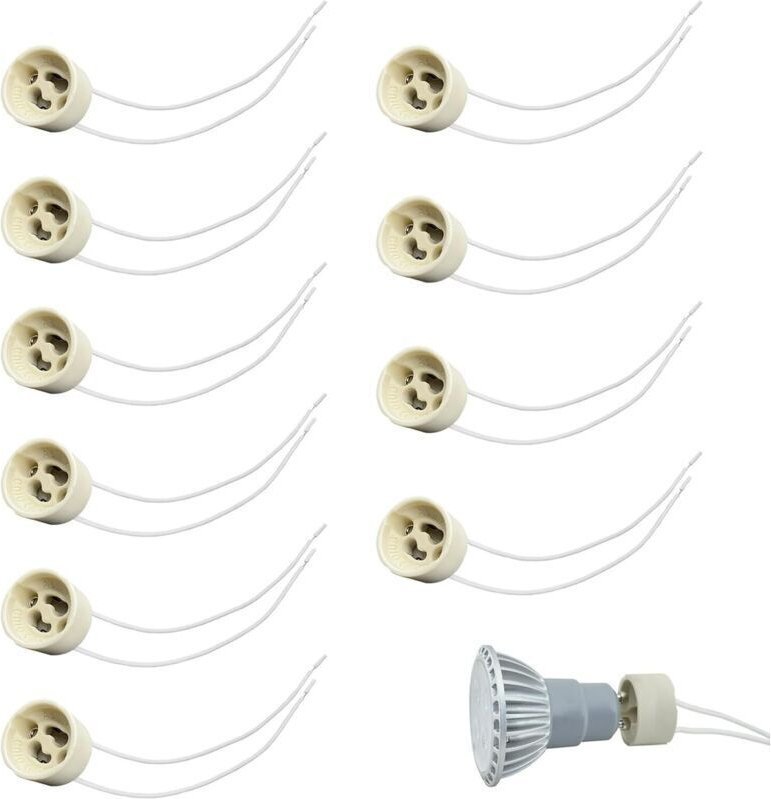 10 Stück GU10 Keramik-Lampenfassungen, GU10 Lampenhalter, Adapter für LED- und Halogenlampen, max. 300 W, Spannung 250 V...