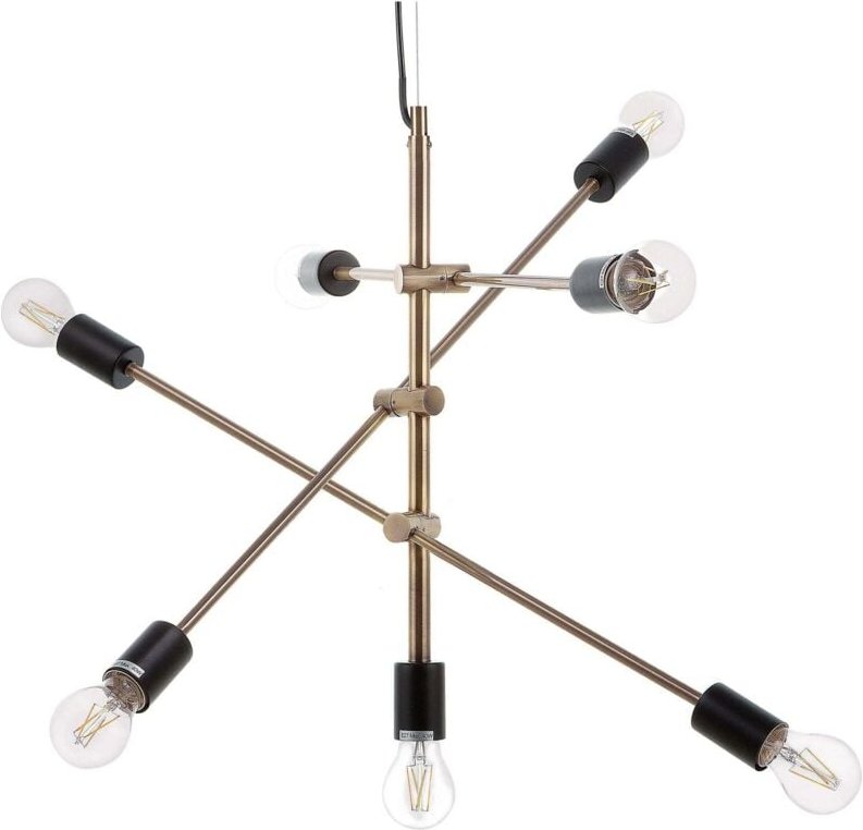 Beliani - Hängeleuchte Messing und Schwarz Metall 7-flammig Glühbirnen-Optik verstellbare Arme Industrie Look für Esstis...
