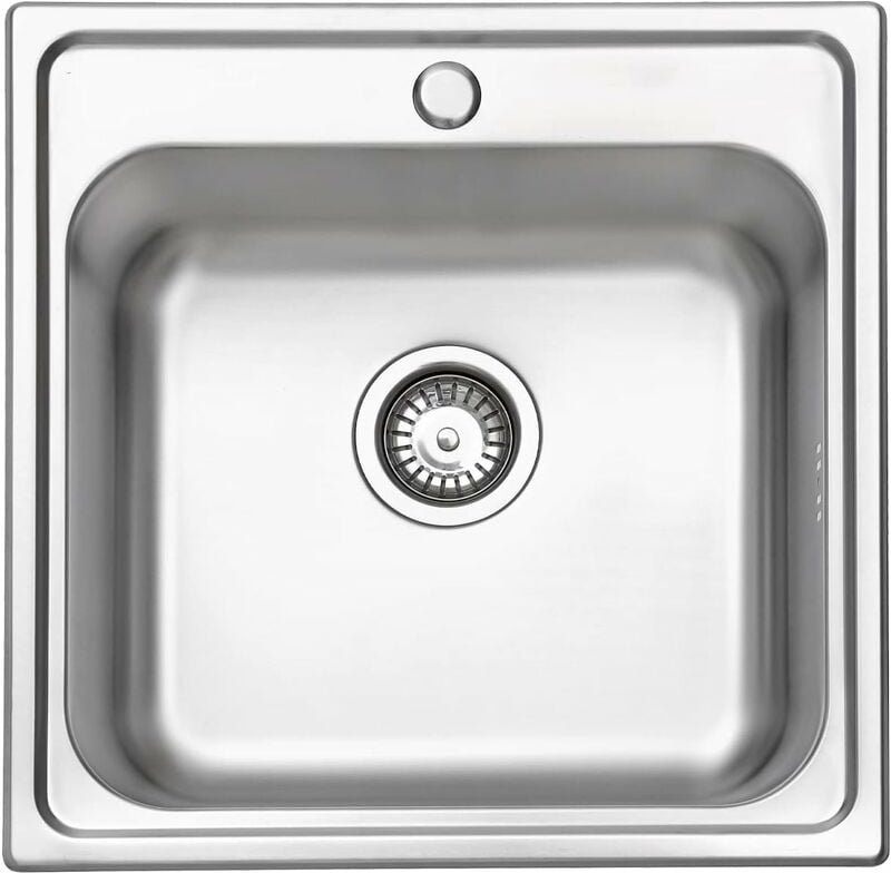 Jassferry - Küchenspüle Edelstahl 1 Becken, 500× 500 mm Quadratisches Becken mit Überlauf