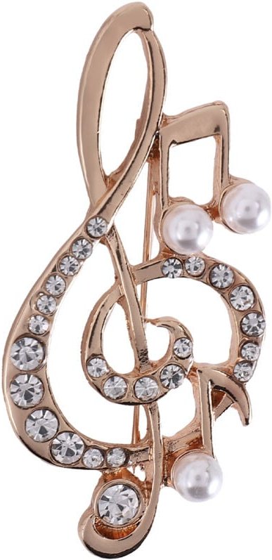 Tlily - Elegante Musik Note Brosche Fuer Frauen Maedchen Kleid Zubehör Gold Kristall Brosche Strass Pins 5,6 Cm x 3 Cm