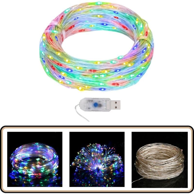 LED-Lichterdraht 40 m 400 led Mehrfarbig 8 Funktionen - Weihnachtsdeko - LED-Lichtringe - Lichterkette Außen - Lichterke...