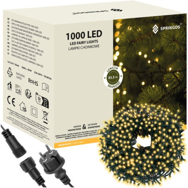 Außen-Lichterkette 1000 LED 61,5 m Warmweiß Netzbetrieb