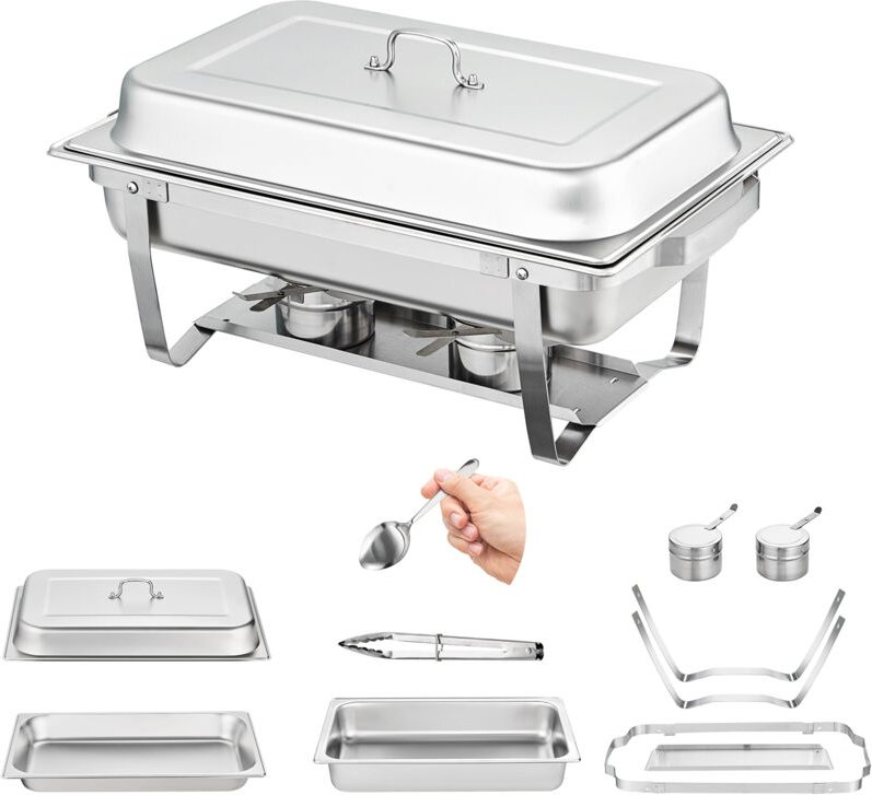 Mophorn Chafing Dish Buffet Set 8 Qt 6 Pack Edelstahl Chafer Full Size Pfannen Rechteck Catering Warmer Server Deckel Wa...