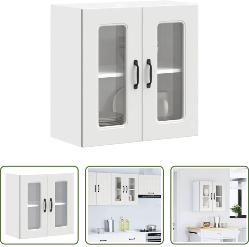 vidaXL Küchenregal - Küchen-Hängeschrank mit Glastür Kalmar Weiß Holzwerkstoff