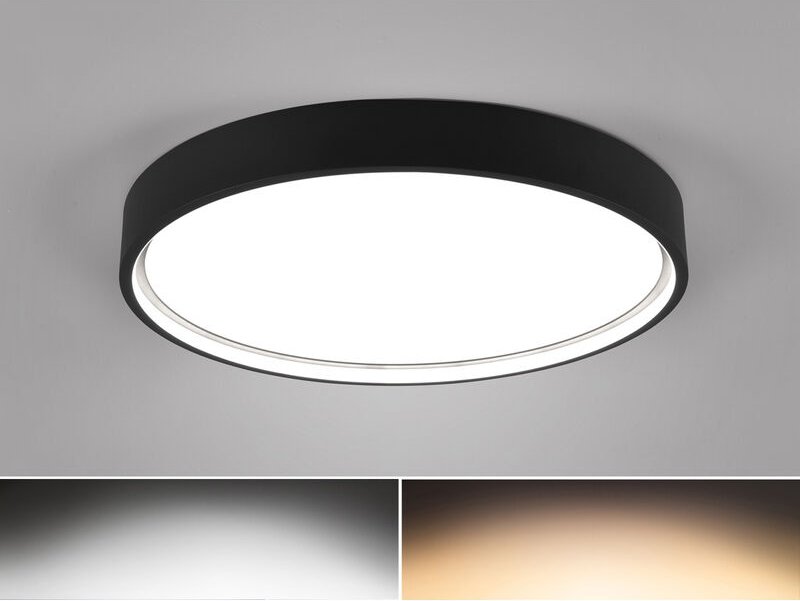 Flache led Deckenleuchte doha Schwarz matt, ø 45cm