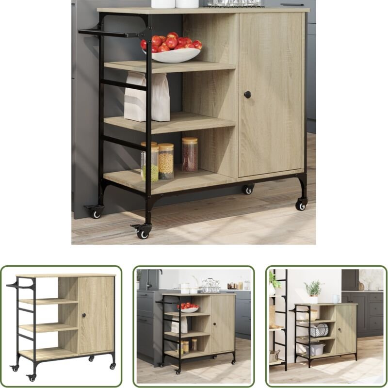 vidaXL Sonoma-Eiche - Küchenwagen Sonoma-Eiche 87,5x38,5x84,5 cm Holzwerkstoff