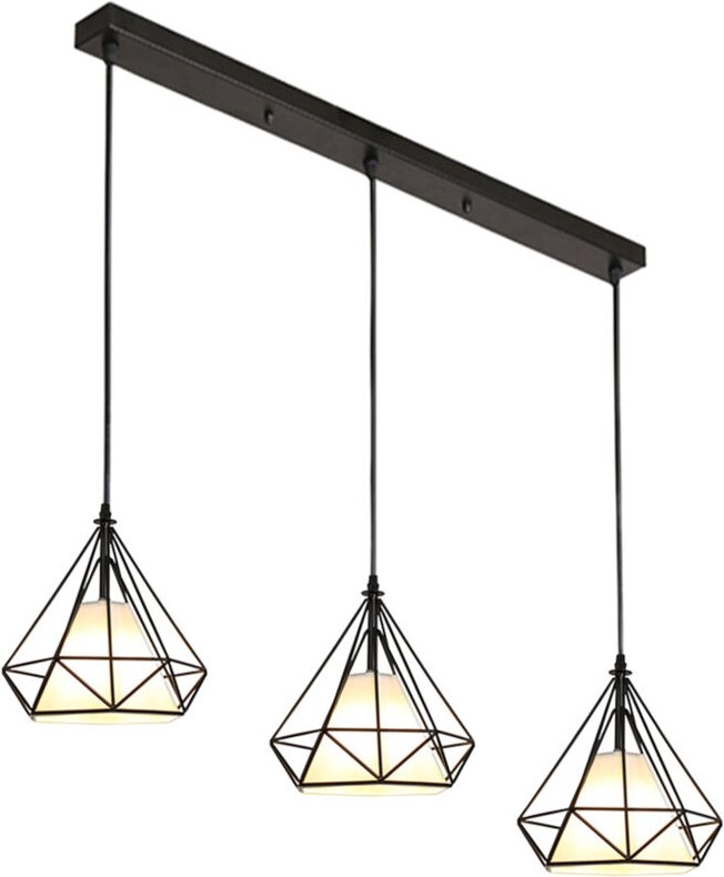 Pendelleuchte Industrial Käfig - Schwarz 20CM Lampenschirm aus Eisen Hängeleuchte E27 Höhenverstellbar für Wohnzimmer Es...