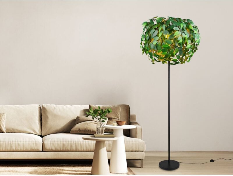 Große led Stehleuchte mit Blätter Lampenschirm Grün, Höhe 180cm