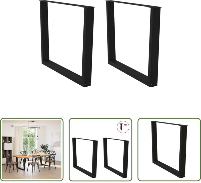 vidaXL Tischbein - Esstisch Beine V-Form 2 Stück Schwarz 100x(72-73,3) cm Stahl