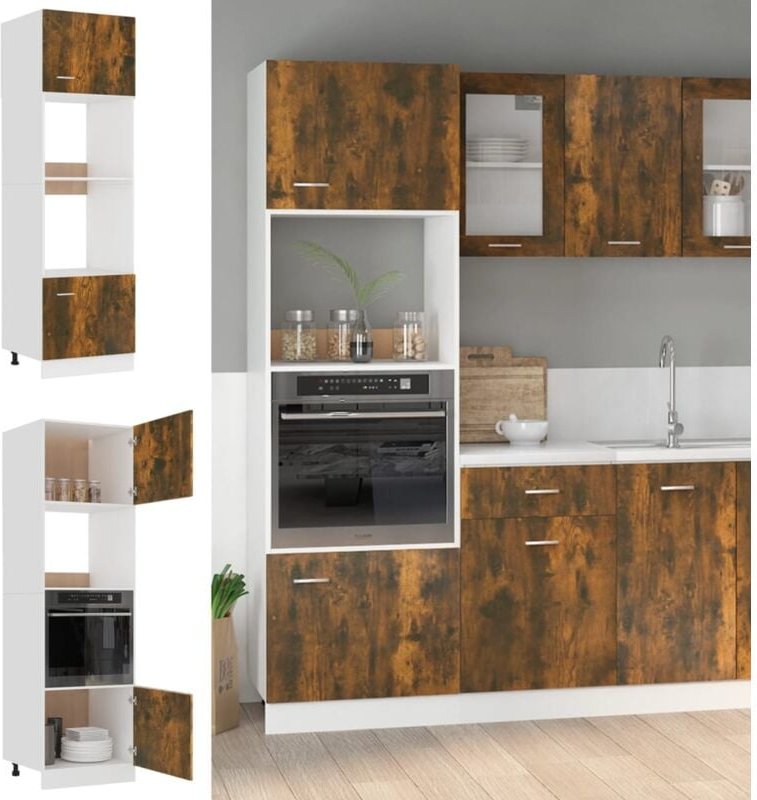 Mikrowellenumbauschrank Räuchereiche 60x57x207 cm Holzwerkstoff - Vidaxl