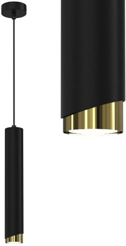 Frei. Gu10-Röhren-Hängelampe, schwarzgoldenes Ewilight BEVEL