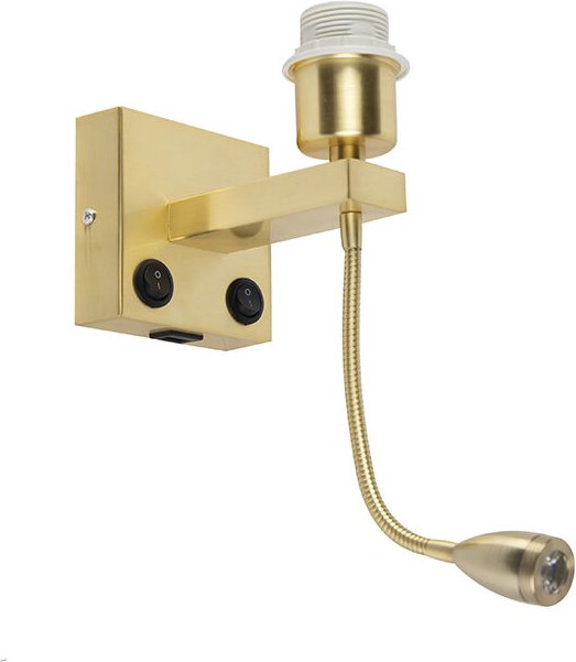 Art Deco Wandlampe Gold mit usb und Flexarm - Brescia Combi