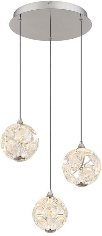 Pendellampe Hängeleuchte Wohnzimmerlampe 3 Flammig LED K9 Kristalle H 150 cm