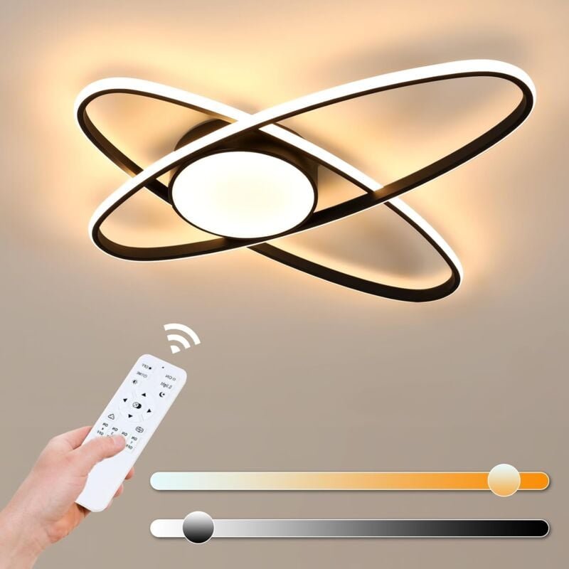 GOECO LED-Deckenleuchte für Wohnzimmer, dimmbar, 40 W, 4500 lm, Schlafzimmer-Deckenleuchte, modernes ovales Design mit F...