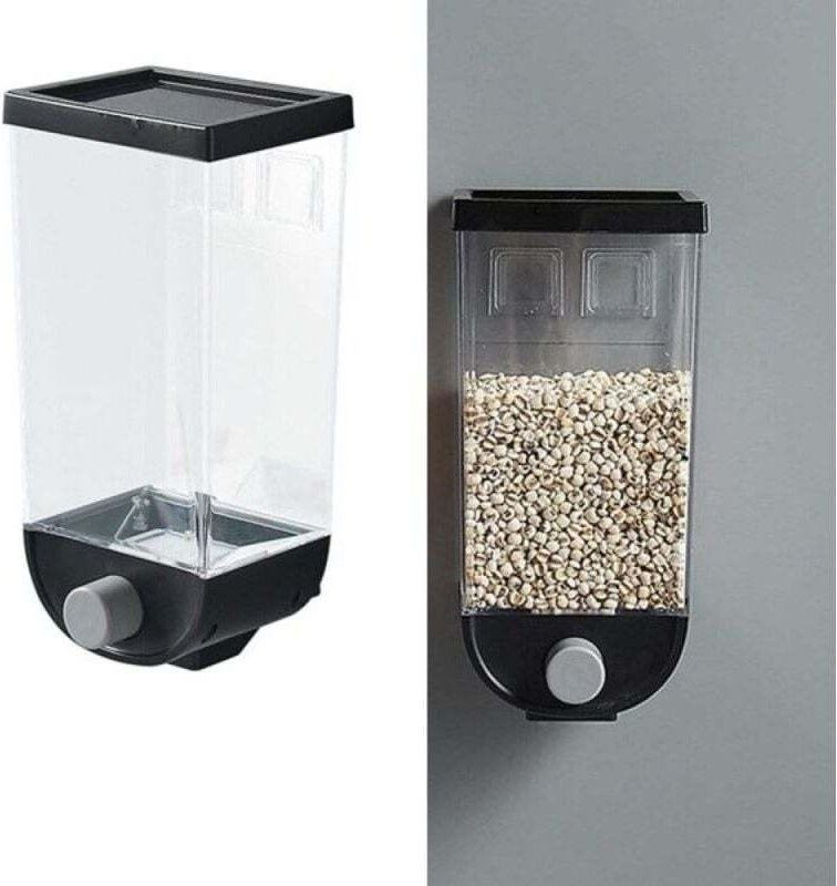 Wandmontierter Trockenfutterspender, großes Fassungsvermögen und transparent, Druckknopfsteuerung für die Müsliaufbewahr...