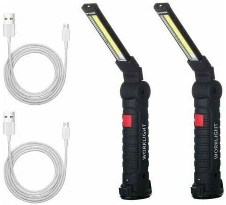2 x Cob-Arbeitsleuchte, wiederaufladbar, LED-Handlampe, Cob-Werkstattlampe, Taschenlampe, LED-Handarbeitsleuchte mit Mag...
