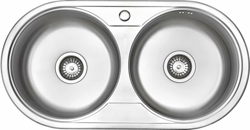 Küchenspüle Edelstahl Rund, Doppelbecken Küchenspüle 80x48cm - Jassferry