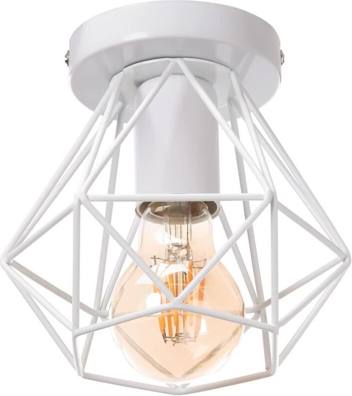 STOEX Deckenleuchte Industrielle E27 Metall mit Geometrischem Käfig Deckenlampe für Wohnzimmer Esstisch Küche - Weiß Ø16...