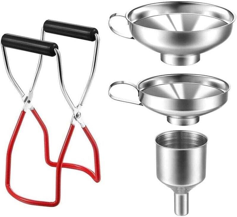 Küchen-Trichter-Set, 4-teilig: Küchenfiltertrichter, Edelstahltrichter, kleiner Edelstahl-Marmeladentrichter, Marmeladen...