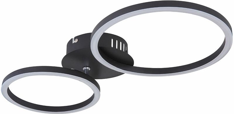 Deckenleuchte Ring Design Deckenlampe schwarz Wohnzimmerlampe, aus Metall,1x led 24W 900Lm warmweiß, LxBxH 49x25x7,2 cm