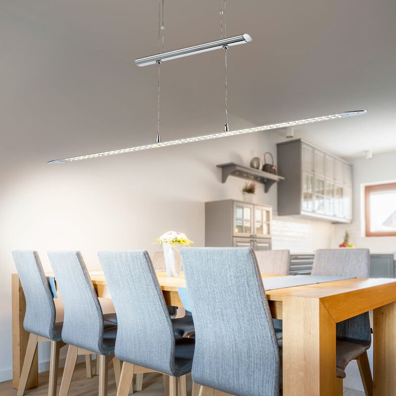 Hängelampe Hängeleuchte Pendellampe Pendelleuchte Esstischleuchte, Höhenverstellbar, Chrom silber, led 18W 1440Lm warmwe...