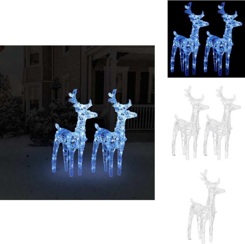 LED-Rentiere 2 Stk. Blau 80 LEDs Acryl - LED-Dekoration - Weihnachtsdeko - Outdoor-Beleuchtung - Winterdeko - Rentierfig...