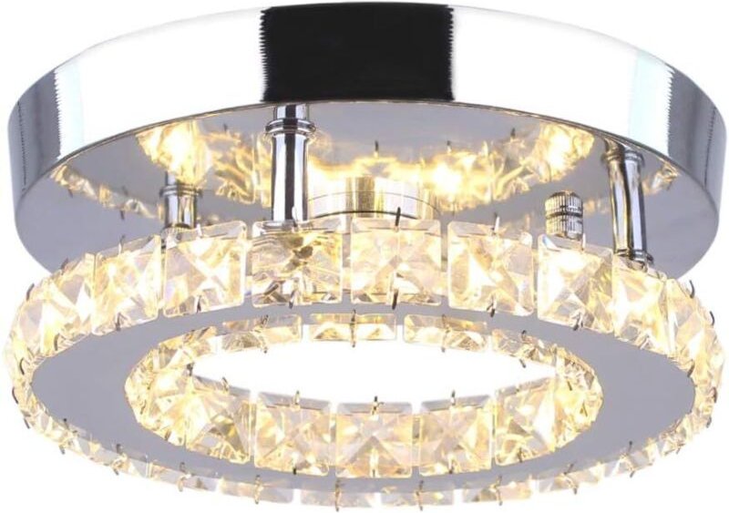 LED Deckenleuchte Moderne Kristall Deckenlampe Runde Lampenschirm für Kinderzimmer Schlafzimmer Flur Treppe - 20cm Warmw...