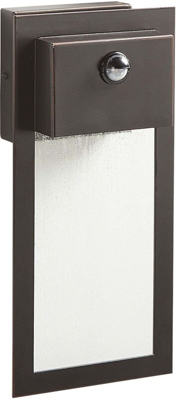 Außenwandleuchte led Schwarz Metall und Glas 33 cm mit Bewegungsmelder Modern Rechteckig Beleuchtung für Außen Draußen T...
