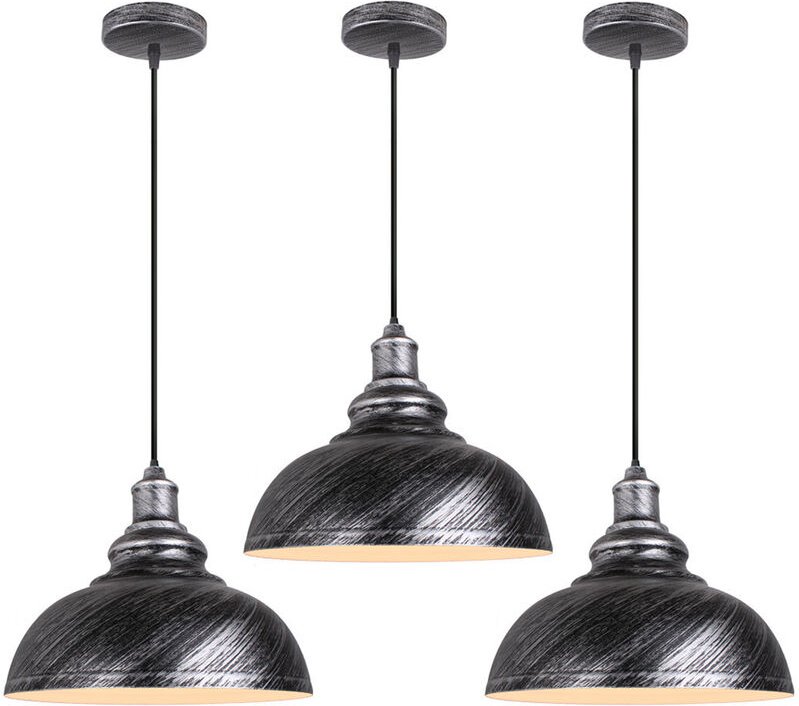 3er Pendelleuchte Vintage Kuppel Hängelampe Industrielle Hängelampe mit Ø29cm Lampenschirm Edison für Loft Bar Wohnzimme...